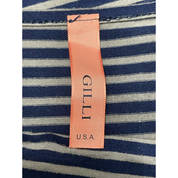 Gilli Sheath Dress Knit Fabric Pullover Drape Neck Stripe Patterns Blue/Gray W L - Picture 7 of 7